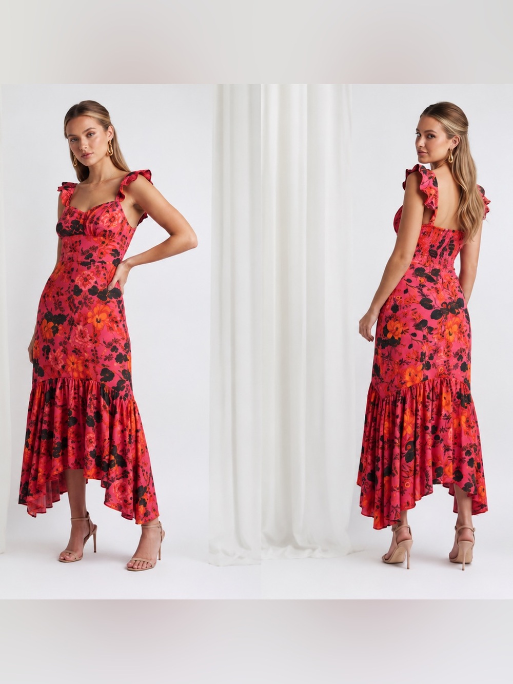 Chelsea 28 ruffle floral maxi dress size 1